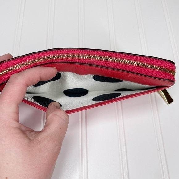 Kate Spade Wallet Clutch Zip Around Pink Leather - Picture 10 of 10